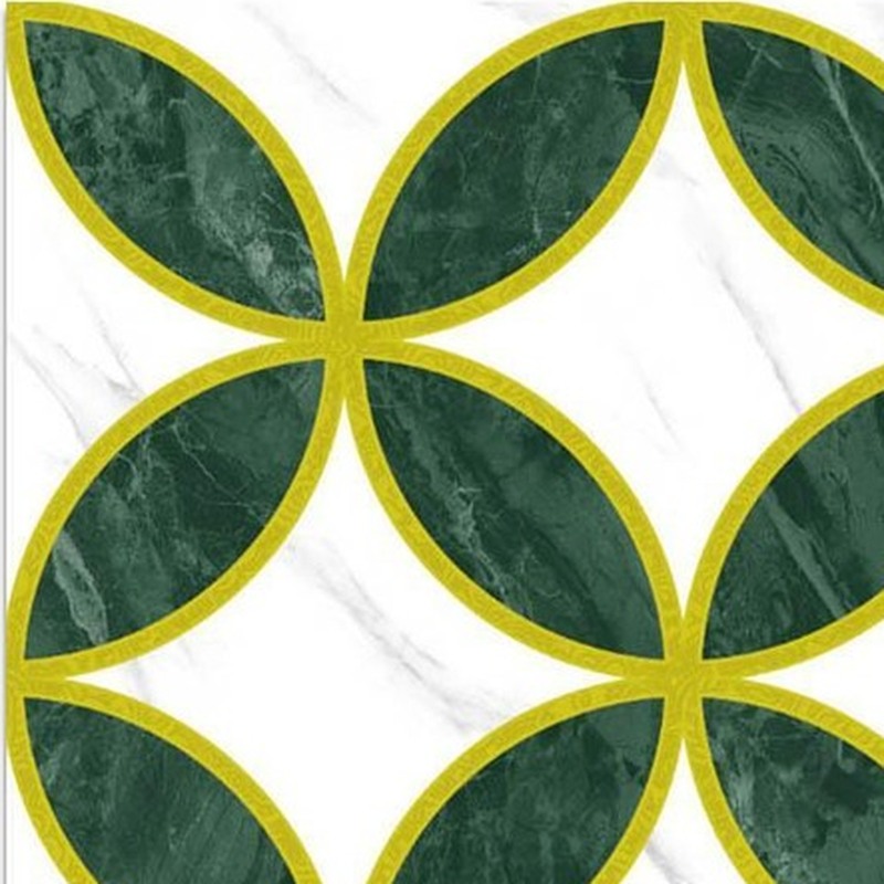 300x300mm Green Gold Tone Petal Geometry Tiles TQ39-CN33G07