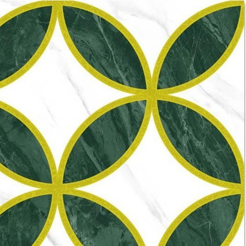300x300mm Green Gold Tone Petal Geometry Tiles TQ39-CN33G07