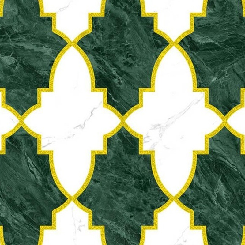 300x300mm Green Gold Tone Lantern Tiles TQ39-CN33G08