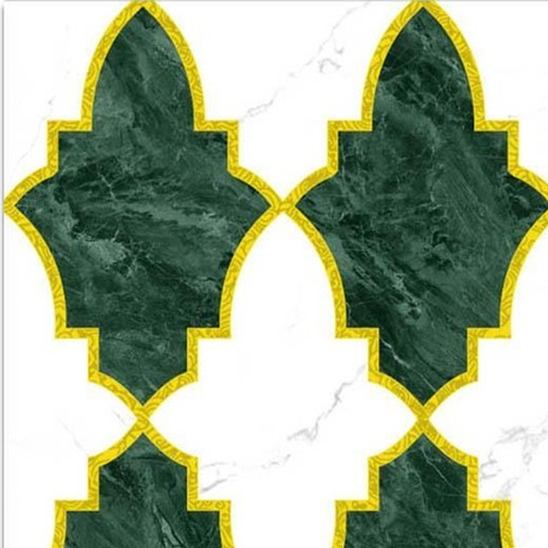 300x300mm Green Gold Tone Lantern Tiles TQ39-CN33G08