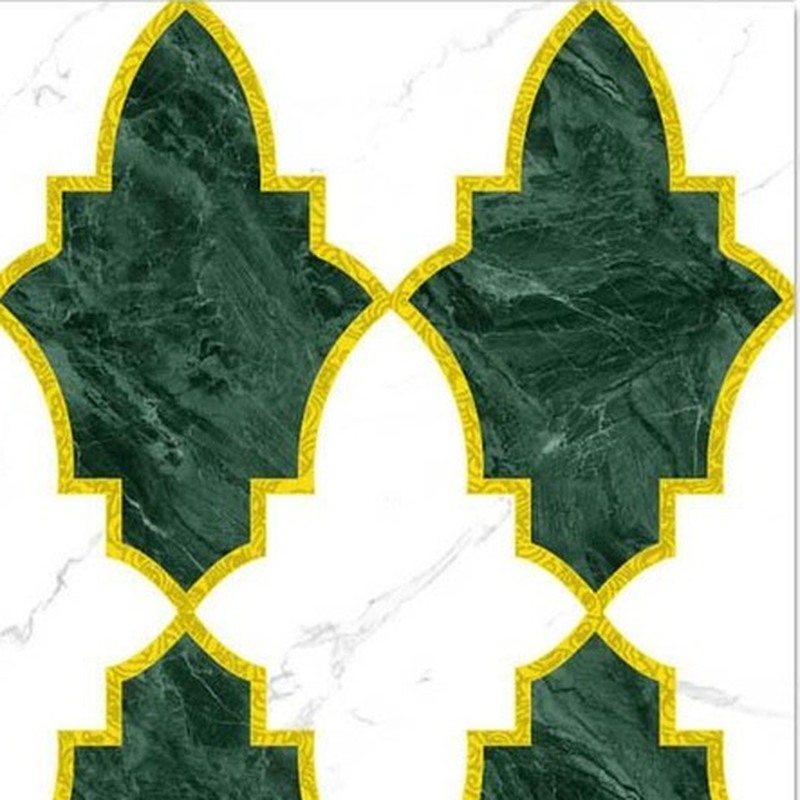 300x300mm Green Gold Tone Lantern Tiles TQ39-CN33G08