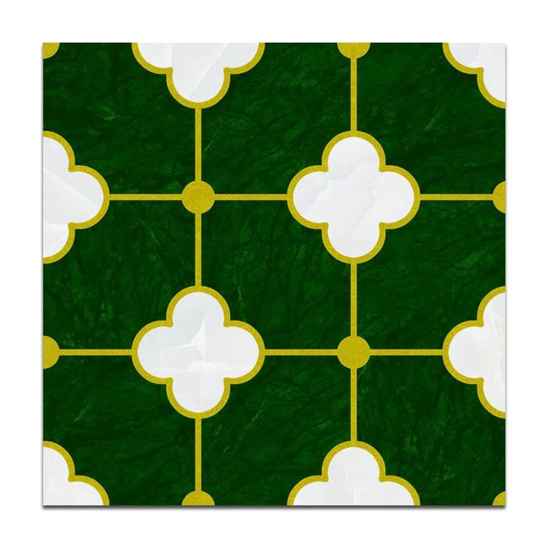 300x300mm Green White Quatrefoil Grid Tiles TQ39-CN33G09