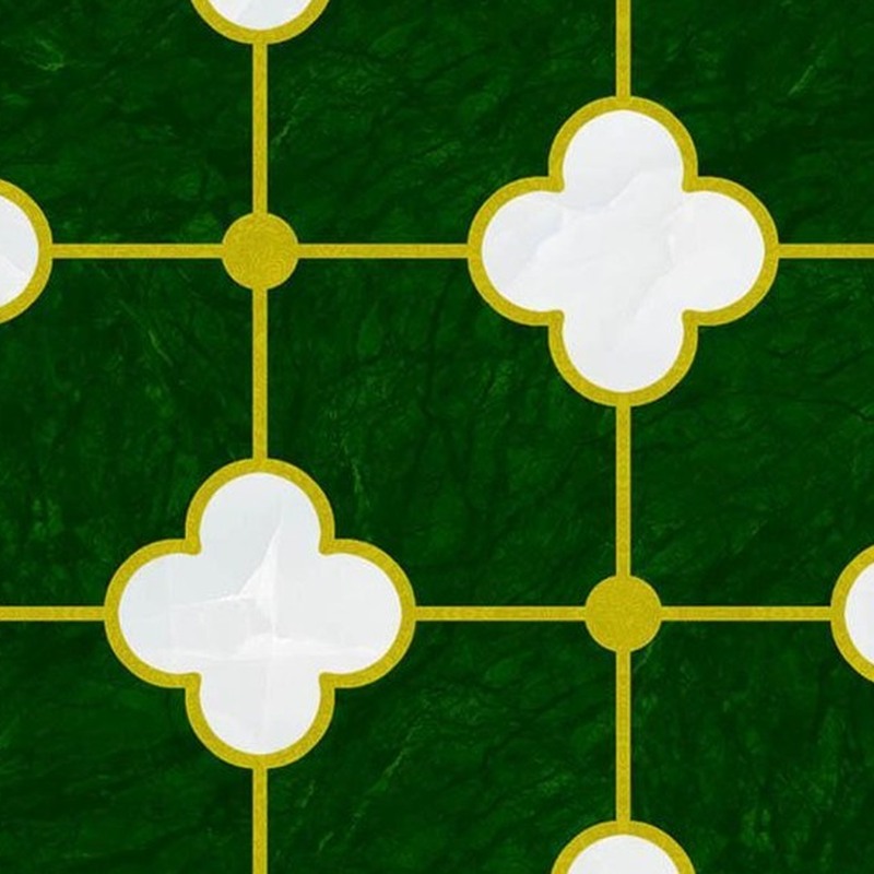 300x300mm Green White Quatrefoil Grid Tiles TQ39-CN33G09