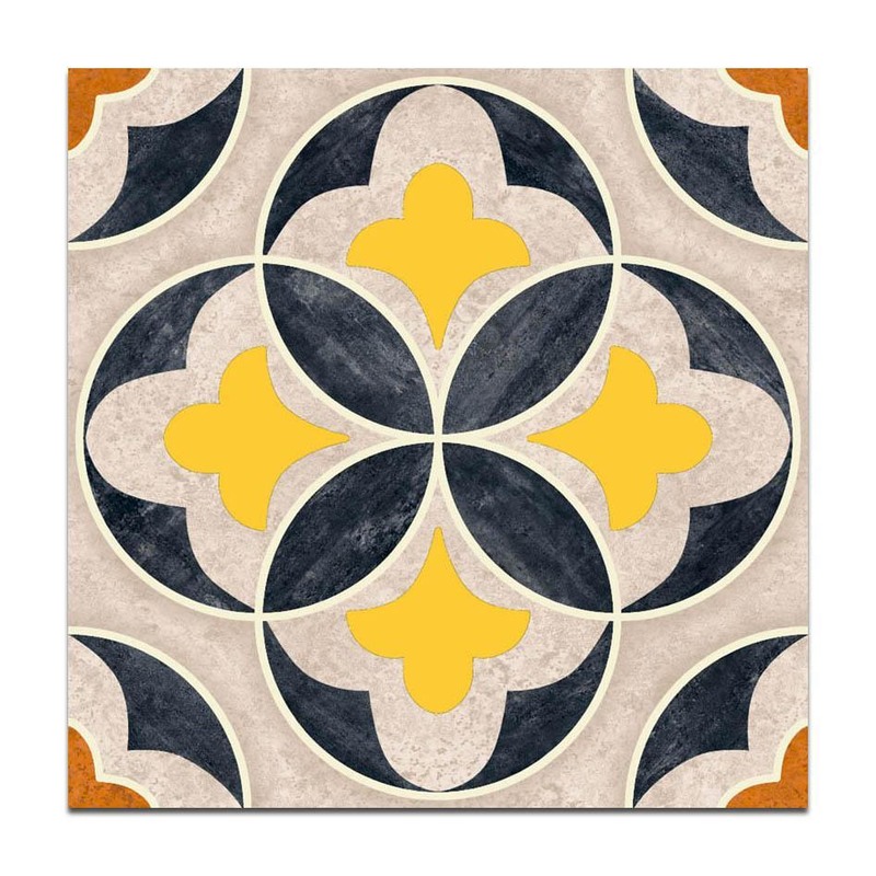 300x300mm Grey Gold Tone Flower Tiles TQ39-CN33G11
