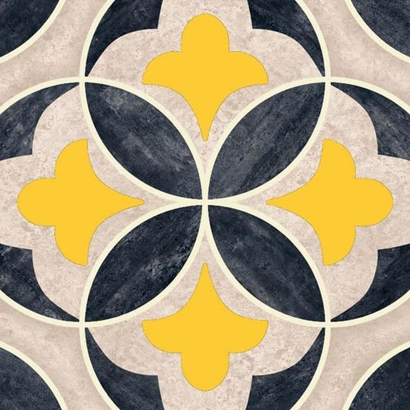 300x300mm Grey Gold Tone Flower Tiles TQ39-CN33G11