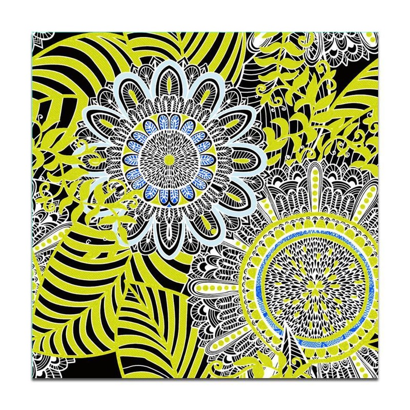 300x300mm Black Gold Tone Floral Medallion Tiles TQ39-CN33G13