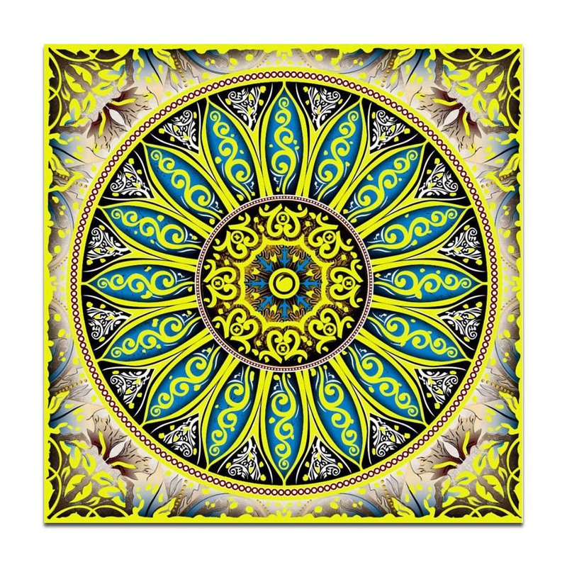 300x300mm Green Gold Tone Petal Rosette Tiles TQ39-CN33G14