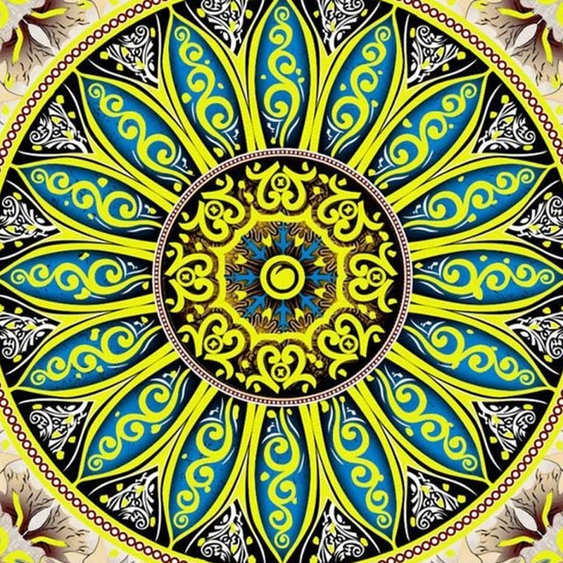 300x300mm Green Gold Tone Petal Rosette Tiles TQ39-CN33G14