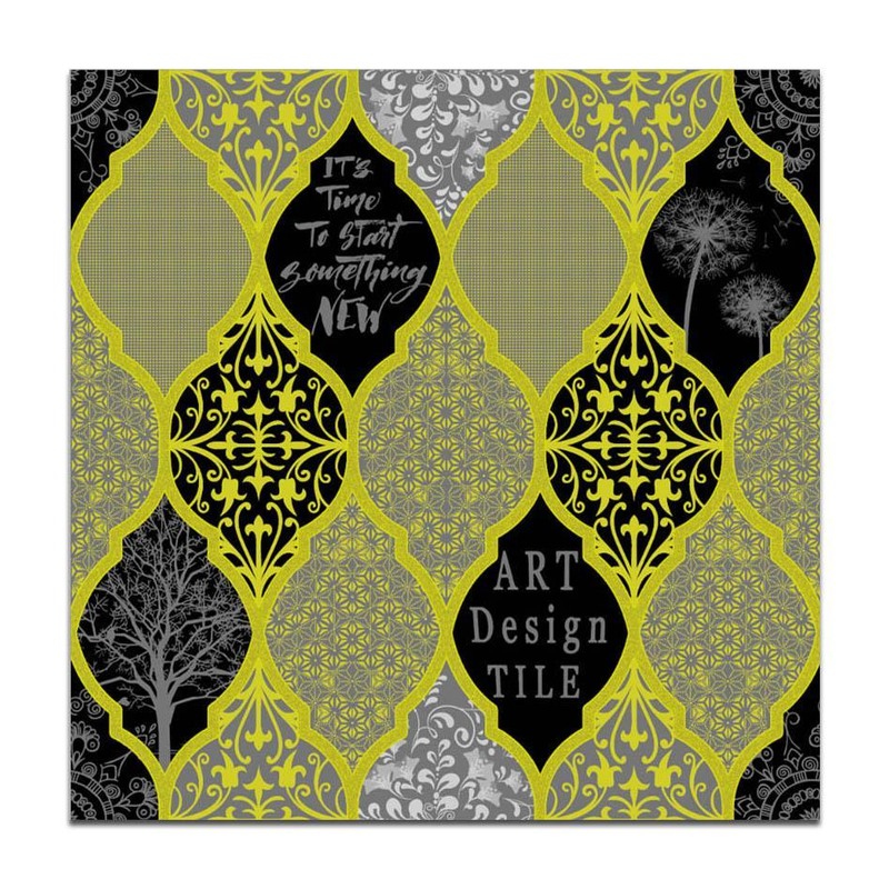 300x300mm Black Grey Lantern Patchwork Tiles TQ39-CN33G19