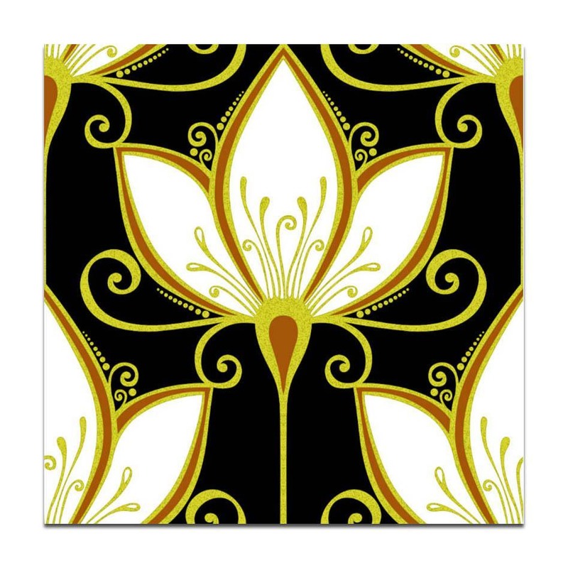 300x300mm Black Cream Stylized Flower Tiles TQ39-CN33G20
