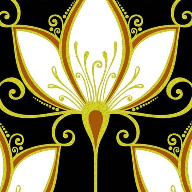 300x300mm Black Cream Stylized Flower Tiles TQ39-CN33G20