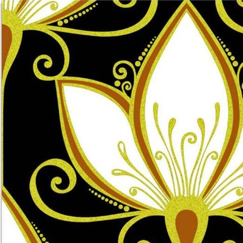 300x300mm Black Cream Stylized Flower Tiles TQ39-CN33G20
