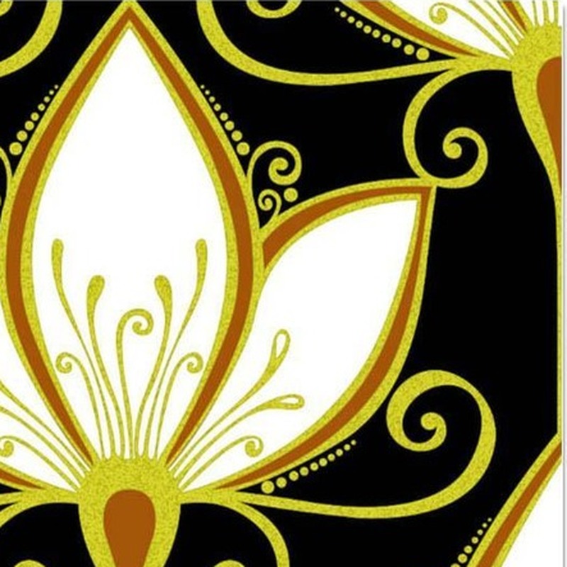 300x300mm Black Cream Stylized Flower Tiles TQ39-CN33G20