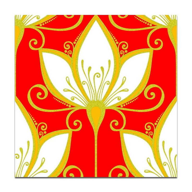 300x300mm Red Cream Stylized Flower Tiles TQ39-CN33G21