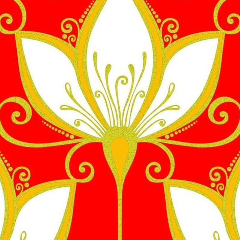 300x300mm Red Cream Stylized Flower Tiles TQ39-CN33G21