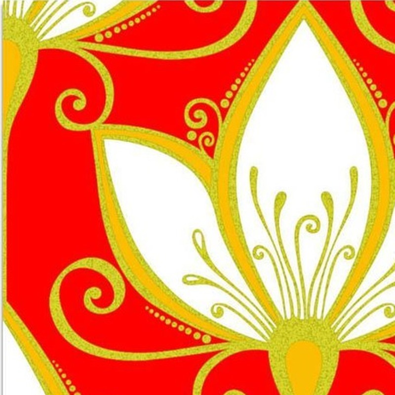 300x300mm Red Cream Stylized Flower Tiles TQ39-CN33G21