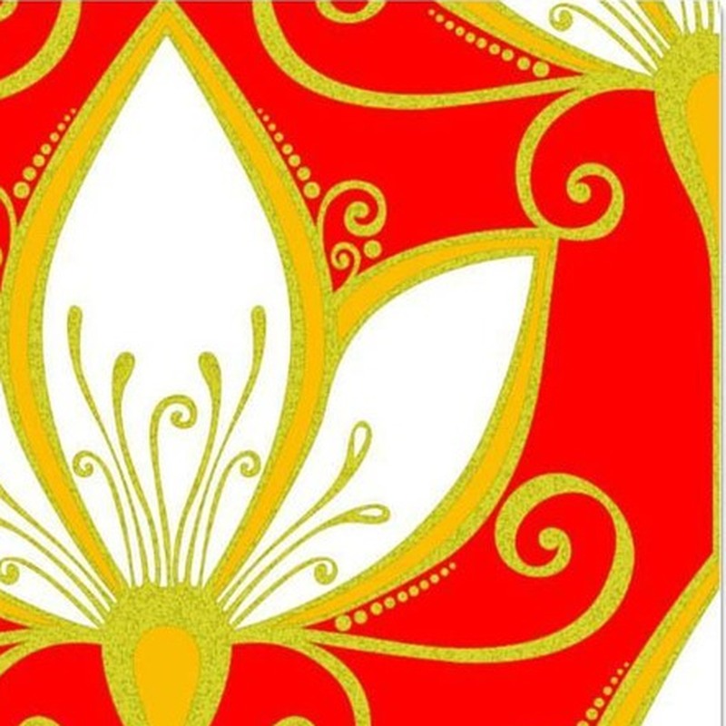 300x300mm Red Cream Stylized Flower Tiles TQ39-CN33G21