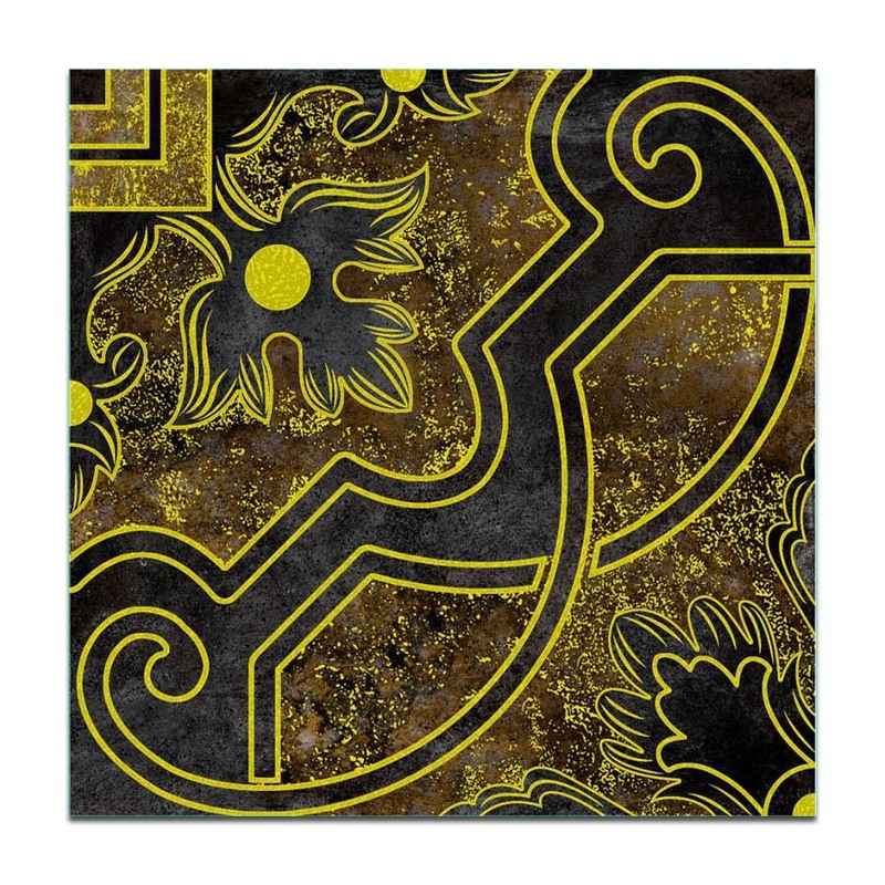 300x300mm Black Gold Tone Ornamental Frame Tiles TQ39-CN33G23