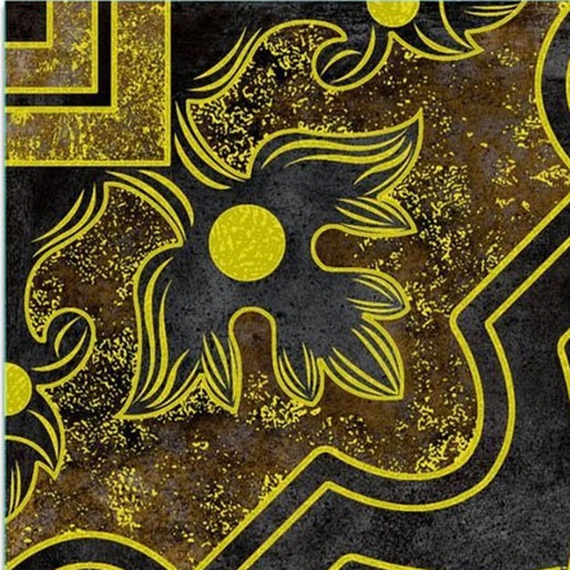 300x300mm Black Gold Tone Ornamental Frame Tiles TQ39-CN33G23