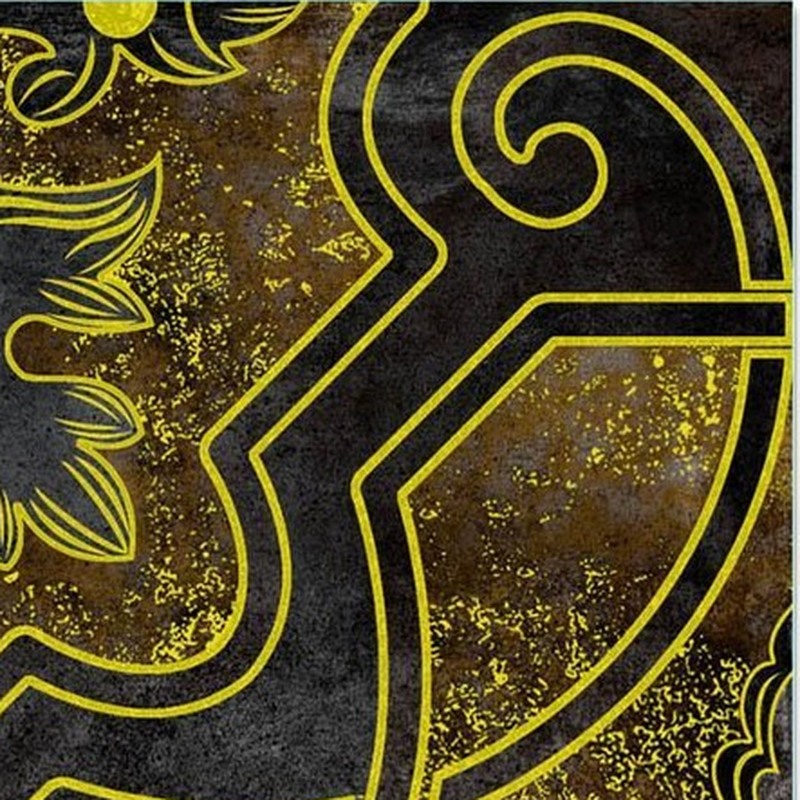 300x300mm Black Gold Tone Ornamental Frame Tiles TQ39-CN33G23