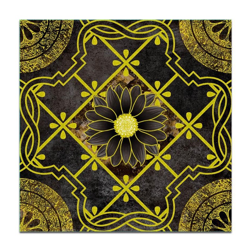300x300mm Black Gold Tone Floral Lattice Tiles TQ39-CN33G24