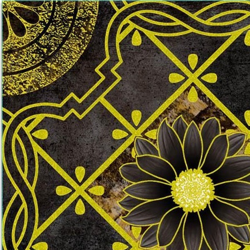 300x300mm Black Gold Tone Floral Lattice Tiles TQ39-CN33G24