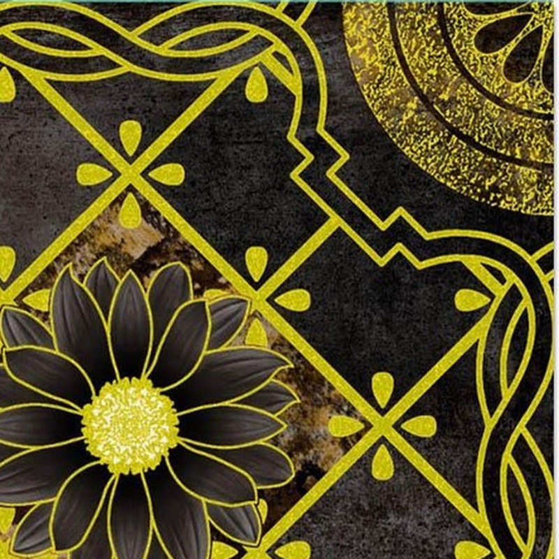 300x300mm Black Gold Tone Floral Lattice Tiles TQ39-CN33G24