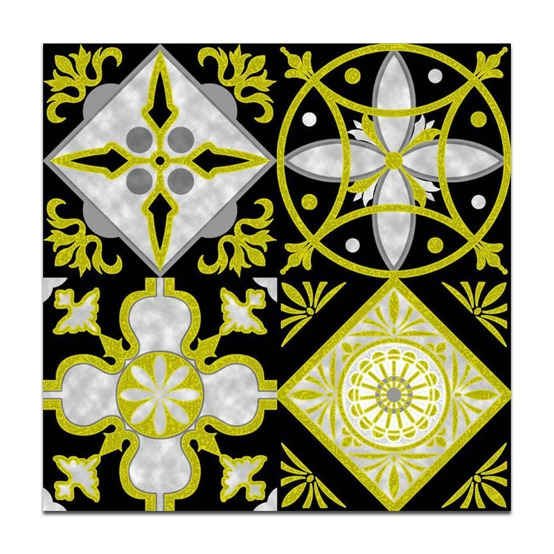300x300mm Black Gold Tone Mixed Medallion Tiles TQ39-CN33G26