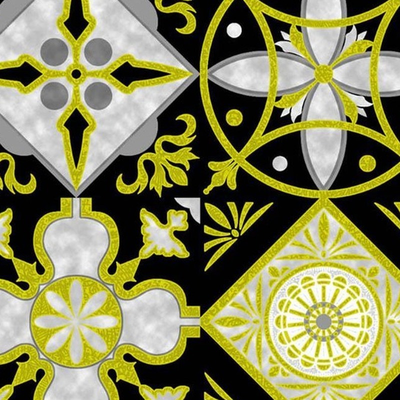300x300mm Black Gold Tone Mixed Medallion Tiles TQ39-CN33G26