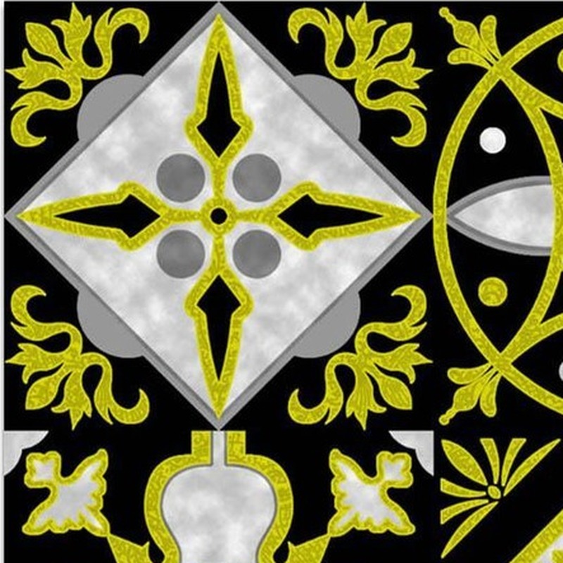 300x300mm Black Gold Tone Mixed Medallion Tiles TQ39-CN33G26