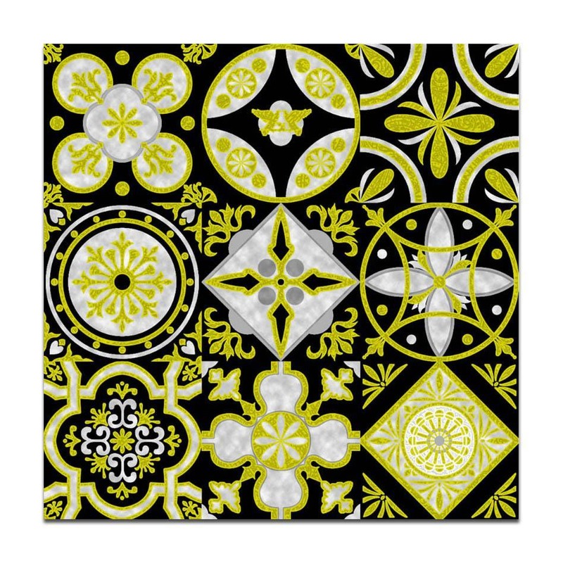 300x300mm Black Gold Tone Floral Patchwork Tiles TQ39-CN33G28