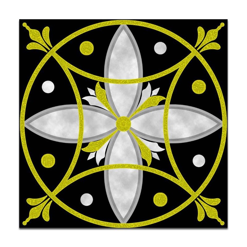 300x300mm Black Grey Petal Geometry Tiles TQ39-CN33G30