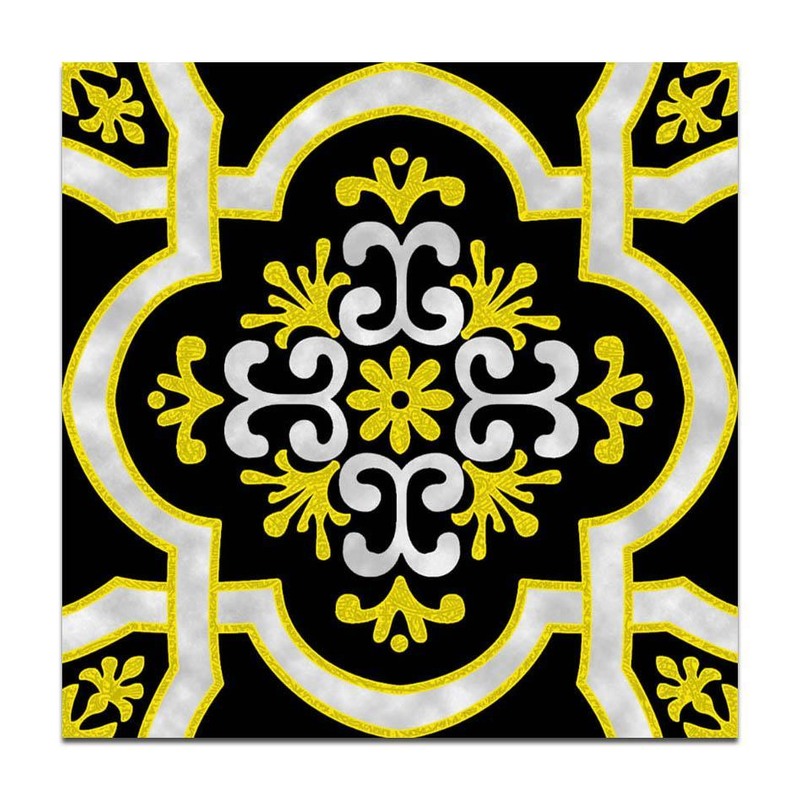 300x300mm Black White Ornamental Cross Tiles TQ39-CN33G32