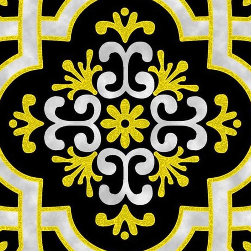 300x300mm Black White Ornamental Cross Tiles TQ39-CN33G32