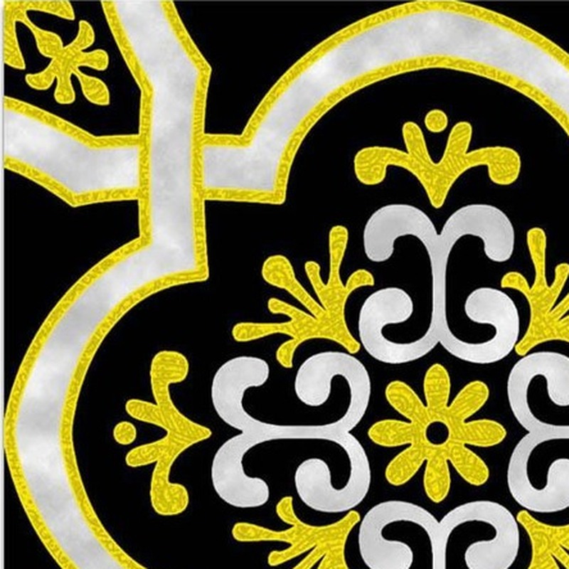 300x300mm Black White Ornamental Cross Tiles TQ39-CN33G32