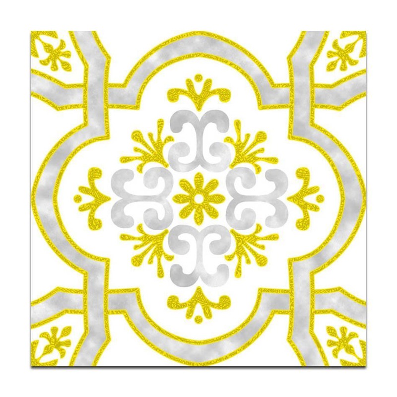 300x300mm White Gold Tone Ornamental Cross Tiles TQ39-CN33G33