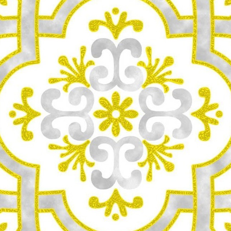 300x300mm White Gold Tone Ornamental Cross Tiles TQ39-CN33G33