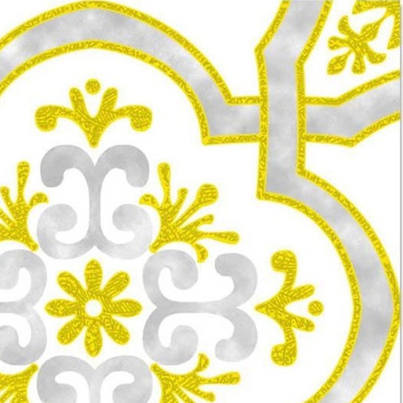 300x300mm White Gold Tone Ornamental Cross Tiles TQ39-CN33G33