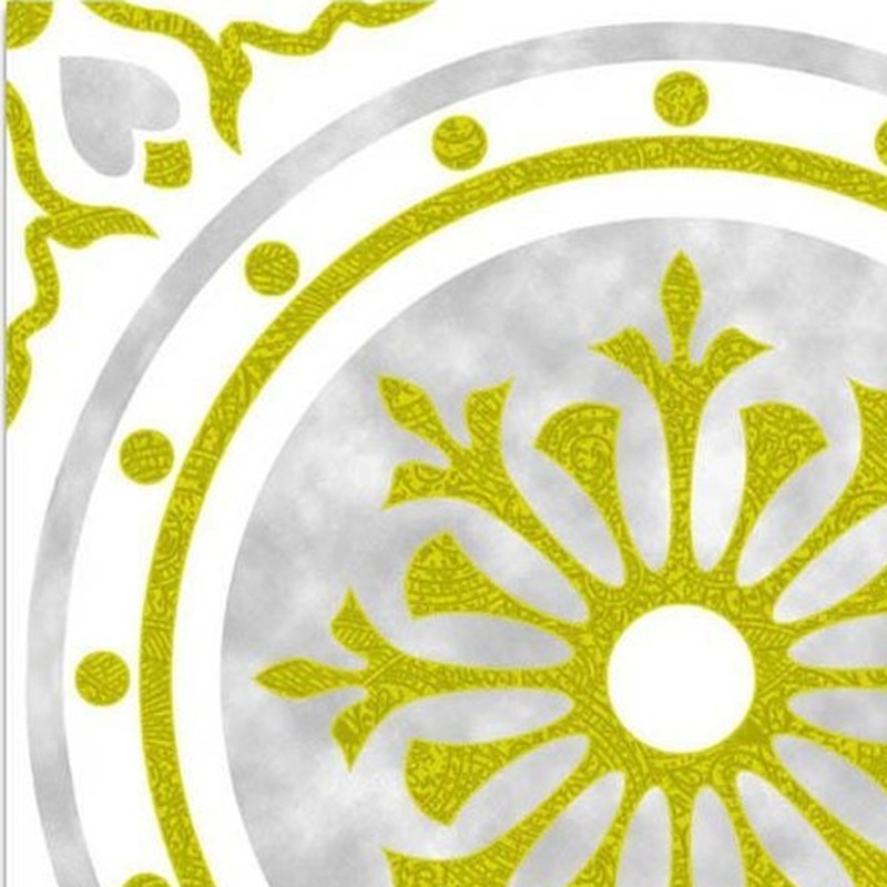 300x300mm White Gold Tone Floral Medallion Tiles TQ39-CN33G34