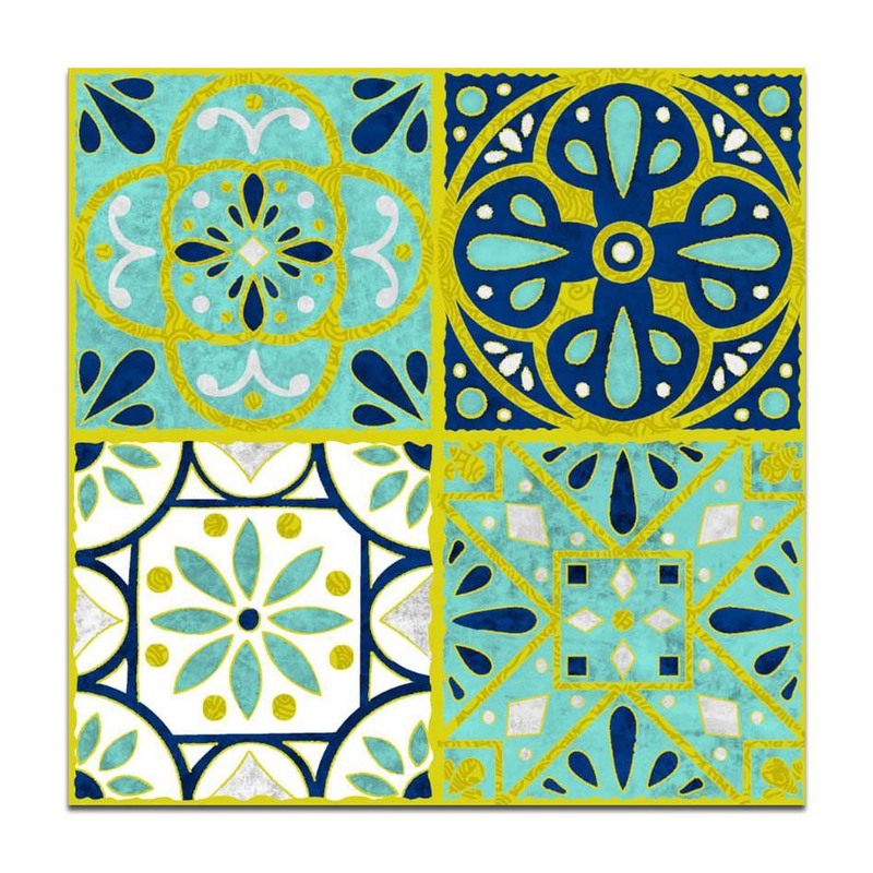300x300mm Blue Yellow Decorative Patchwork Tiles TQ39-CN33G36