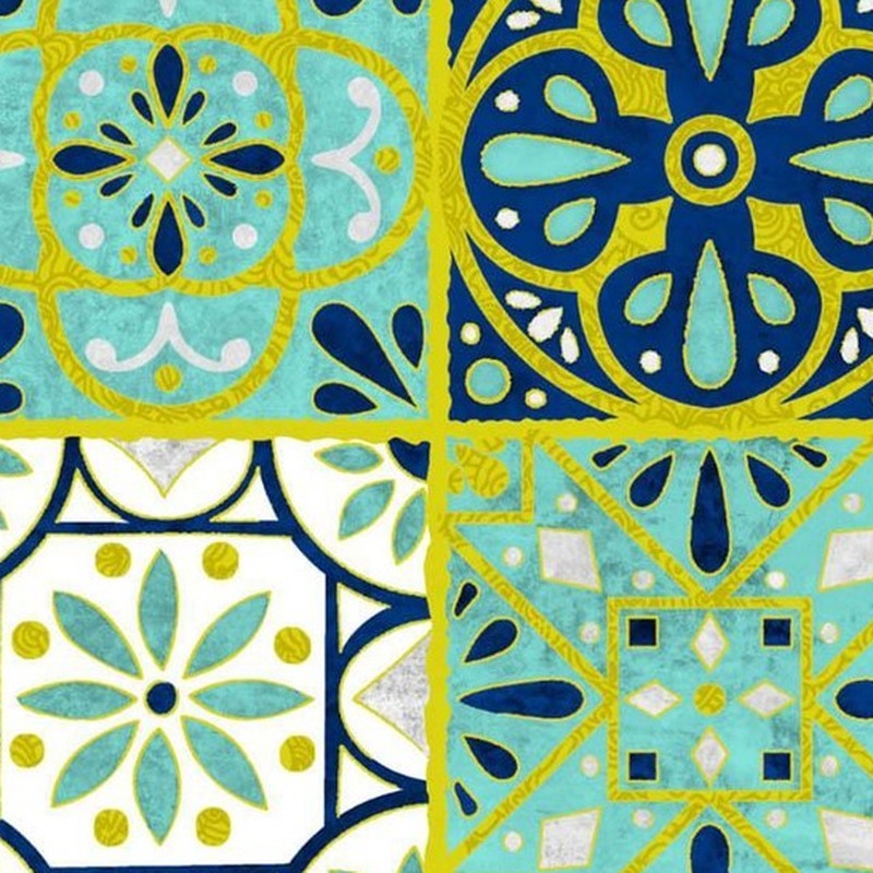 300x300mm Blue Yellow Decorative Patchwork Tiles TQ39-CN33G36