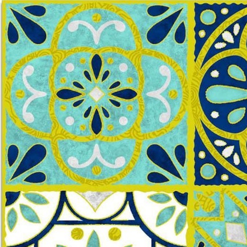 300x300mm Blue Yellow Decorative Patchwork Tiles TQ39-CN33G36