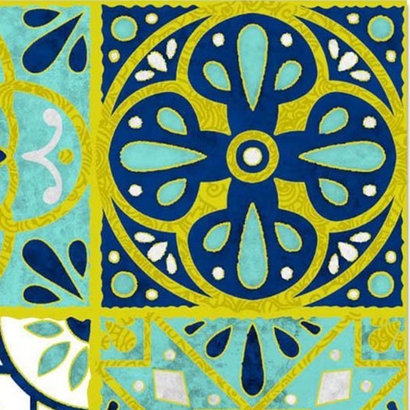 300x300mm Blue Yellow Decorative Patchwork Tiles TQ39-CN33G36