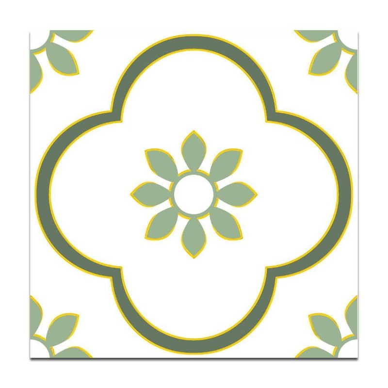 300x300mm White Green Quatrefoil Flower Tiles TQ39-CN33G40