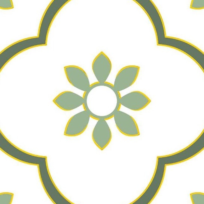 300x300mm White Green Quatrefoil Flower Tiles TQ39-CN33G40