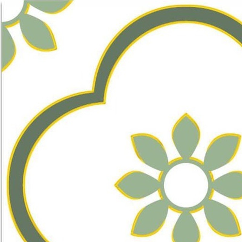 300x300mm White Green Quatrefoil Flower Tiles TQ39-CN33G40
