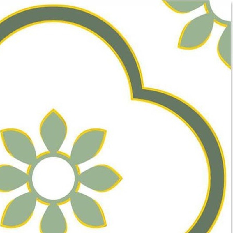 300x300mm White Green Quatrefoil Flower Tiles TQ39-CN33G40