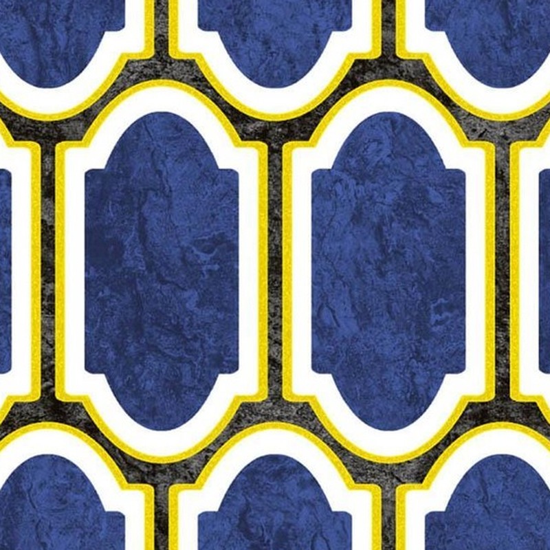 300x300mm Blue Gold Tone Curved Lattice Tiles TQ39-CN33G41