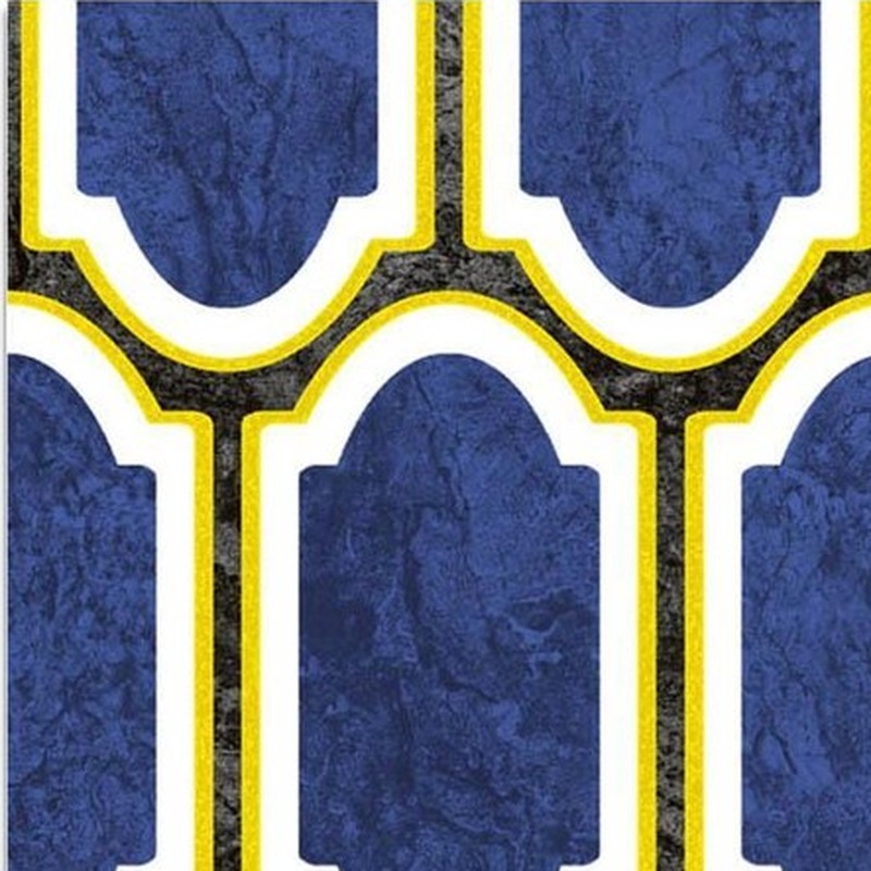300x300mm Blue Gold Tone Curved Lattice Tiles TQ39-CN33G41