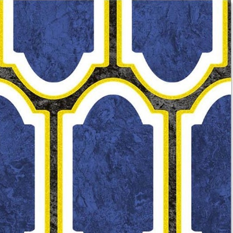 300x300mm Blue Gold Tone Curved Lattice Tiles TQ39-CN33G41